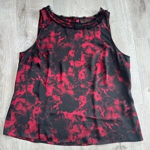 Dana Buchman Red and Black Sleeveless Tank Top Size XL Bead Detail